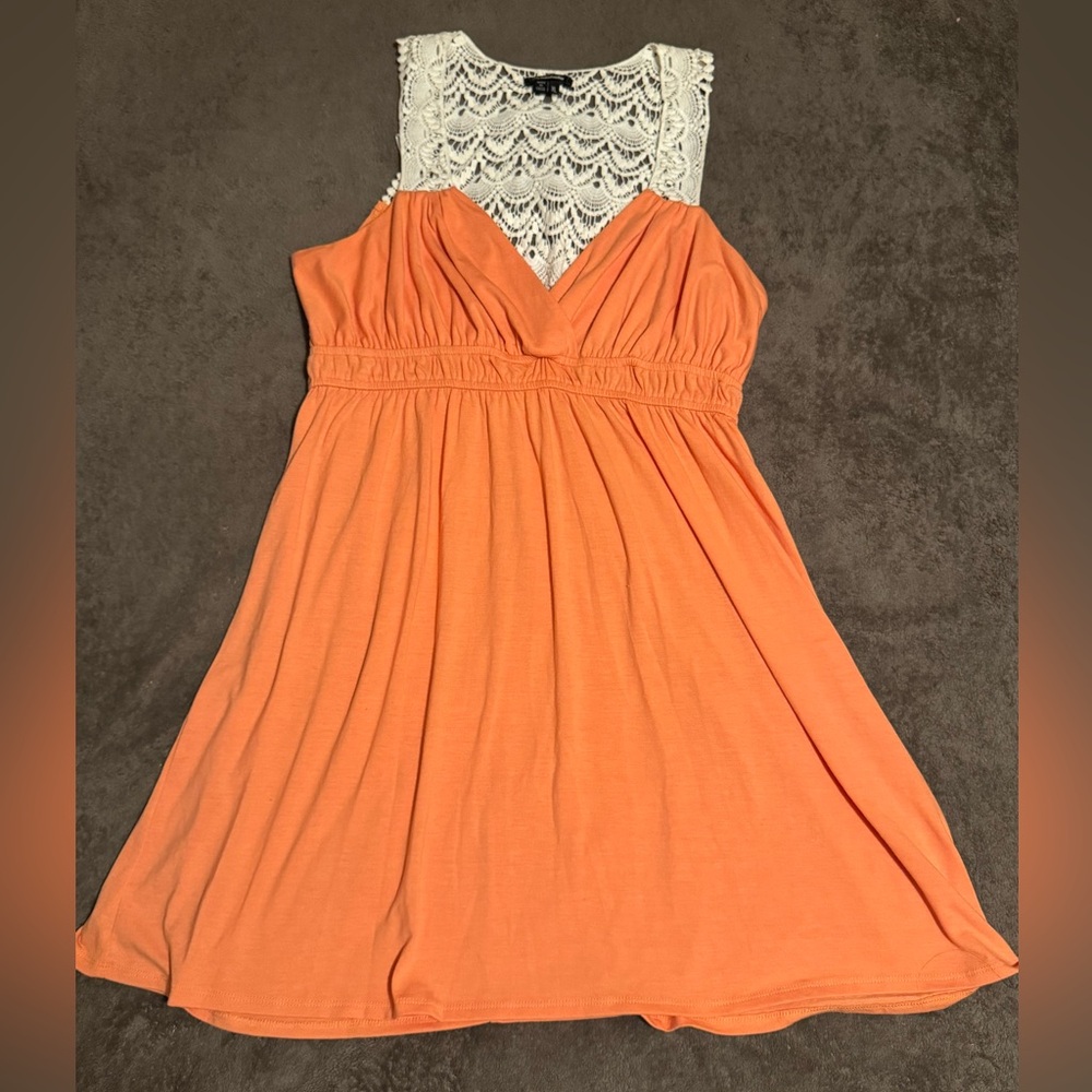 My Michelle Orange Dress with Cream Lace Pattern
